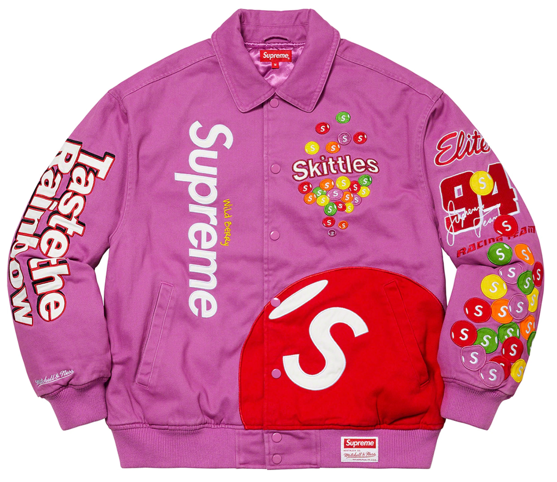 Supreme Skittles Mitchell & Ness Varsity Jacket
