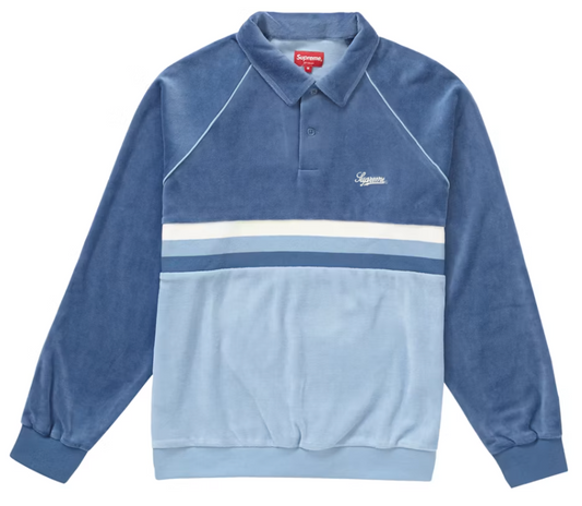 Supreme Stripe Velour Raglan L/S Polo